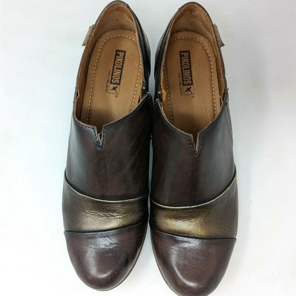 Pikolinos Olmo Golden Brown Leather Womens Zip Ankle Booties, Size 9.
